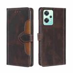 For OPPO K10x 5G Skin Feel Magnetic Buckle Leather Phone Case(Brown)