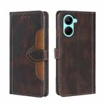 For Realme C33 4G Skin Feel Magnetic Buckle Leather Phone Case(Brown)