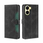 For vivo Y16 4G/Y02s 4G Skin Feel Magnetic Buckle Leather Phone Case(Black)