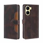 For vivo Y16 4G/Y02s 4G Skin Feel Magnetic Buckle Leather Phone Case(Brown)