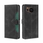 For Sharp Aquos sense7 plus Skin Feel Magnetic Buckle Leather Phone Case(Black)