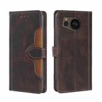 For Sharp Aquos sense7 plus Skin Feel Magnetic Buckle Leather Phone Case(Brown)