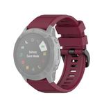 For Garmin Fenix 6X 26mm Quick Release Official Texture Wrist Strap Watchband with Plastic Button(Wine Red)