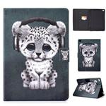 For iPad Air Electric Horizontal TPU Painted Flat Feather Case with Sleep Function & Pen Cover & Card Slot & Holder(Music Leopard)