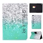 For iPad mini  2 / 3 / 4 / 5 Electric Horizontal TPU Painted Flat Feather Case with Sleep Function & Pen Cover & Card Slot & Holder(Green Quicksand)