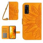 For ZTE Axon 20 4G/20 5G Skin Feel Sun Flower Pattern Flip Leather Phone Case with Lanyard(Yellow)