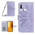 For ZTE Libero 5G Skin Feel Sun Flower Pattern Flip Leather Phone Case with Lanyard(Purple)