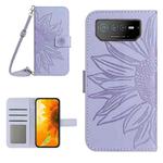 For Asus ROG Phone 6 Pro Skin Feel Sun Flower Pattern Flip Leather Phone Case with Lanyard(Purple)