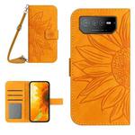 For Asus ROG Phone 6 Pro Skin Feel Sun Flower Pattern Flip Leather Phone Case with Lanyard(Yellow)