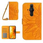 For Sony Xperia Pro-I Skin Feel Sun Flower Pattern Flip Leather Phone Case with Lanyard(Yellow)