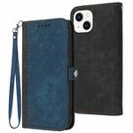 For iPhone 14 Side Buckle Double Fold Hand Strap Leather Phone Case(Royal Blue)