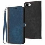 For iPhone 8 Plus / 7 Plus Side Buckle Double Fold Hand Strap Leather Phone Case(Royal Blue)