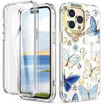 For iPhone 14 Pro 360 Full Body Painted Clear Phone Case(Butterflies L10)