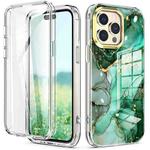 For iPhone 14 Pro 360 Full Body Painted Clear Phone Case(Marble L12)