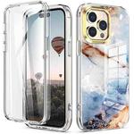 For iPhone 14 Pro Max 360 Full Body Painted Clear Phone Case(Marble L07)