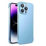 For iPhone 12 Frameless Metallic Paint Phone Case with Lens Film(Sierra Blue)