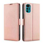 For Motorola Moto E32 India/E22s 4G Global Ultra-thin Voltage Side Buckle Horizontal Flip Leather Phone Case(Rose Gold)