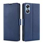 For OPPO A17 Ultra-thin Voltage Side Buckle Horizontal Flip Leather Phone Case(Blue)