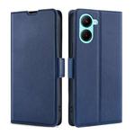 For Realme C33 4G Ultra-thin Voltage Side Buckle Horizontal Flip Leather Phone Case(Blue)