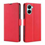 For Realme C33 4G Ultra-thin Voltage Side Buckle Horizontal Flip Leather Phone Case(Red)