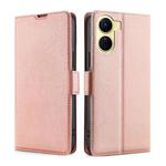 For vivo Y16 4G/Y02s 4G Ultra-thin Voltage Side Buckle Horizontal Flip Leather Phone Case(Rose Gold)