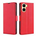 For vivo Y16 4G/Y02s 4G Ultra-thin Voltage Side Buckle Horizontal Flip Leather Phone Case(Red)