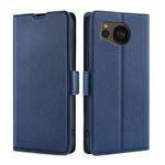 For Sharp Aquos sense7 Plus Ultra-thin Voltage Side Buckle Horizontal Flip Leather Phone Case(Blue)