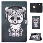 Electric Horizontal TPU Painted Flat Feather Case with Pen Cover & Card Slot & Holder(Music Leopard)