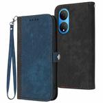 For Honor X7 Side Buckle Double Fold Hand Strap Leather Phone Case(Royal)