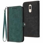 For Huawei Mate 10 Lite Side Buckle Double Fold Hand Strap Leather Phone Case(Dark Green)