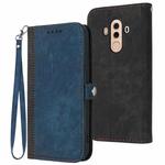 For Huawei Mate 10 Pro Side Buckle Double Fold Hand Strap Leather Phone Case(Royal)