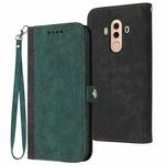 For Huawei Mate 10 Pro Side Buckle Double Fold Hand Strap Leather Phone Case(Dark Green)