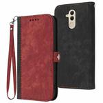 For Huawei Mate 20 Lite Side Buckle Double Fold Hand Strap Leather Phone Case(Red)