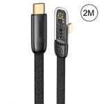 USAMS US-SJ586 PD 20W Iceflake Series Type-C to 8 Pin Right Angle Transparent Fast Charge Data Cable, Cable Length:2m(Black)