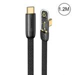 USAMS US-SJ584 PD 100W Iceflake Series Type-C to Type-C Right Angle Transparent Fast Charge Data Cable, Cable Length:1.2m(Black)