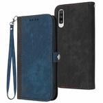 For Samsung Galaxy A50 Side Buckle Double Fold Hand Strap Leather Phone Case(Royal Blue)