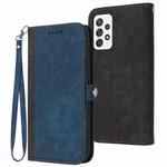 For Samsung Galaxy A73 5G Side Buckle Double Fold Hand Strap Leather Phone Case(Royal Blue)