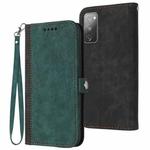 For Samsung Galaxy S20 FE Side Buckle Double Fold Hand Strap Leather Phone Case(Dark Green)