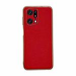 For OPPO Find X5 Pro Genuine Leather Luolai Series Nano Plating Phone Case(Red)
