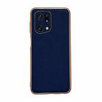 For OPPO Find X5 Pro Genuine Leather Luolai Series Nano Plating Phone Case(Dark Blue)