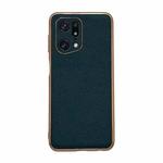 For OPPO Find X5 Genuine Leather Luolai Series Nano Plating Phone Case(Dark Green)
