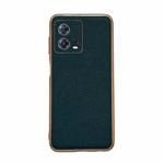 For Motorola Moto S30 Pro Genuine Leather Luolai Series Nano Plating Phone Case(Dark Green)