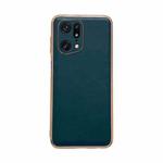 For OPPO Find X5 Pro Genuine Leather Xiaoya Series Nano Plating Phone Case(Dark Green)