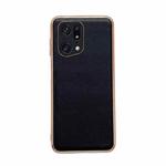 For OPPO Find X5 Genuine Leather Xiaoya Series Nano Plating Phone Case(Black)