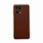 For OPPO Find X5 Genuine Leather Xiaoya Series Nano Plating Phone Case(Coffee)