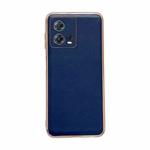 For Motorola Moto S30 Pro Genuine Leather Xiaoya Series Nano Plating Phone Case(Blue)