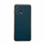 For Motorola Moto S30 Pro Genuine Leather Xiaoya Series Nano Plating Phone Case(Dark Green)