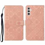 For Samsung Galaxy A14 5G Ethnic Style Embossed Pattern Leather Phone Case(Pink)