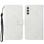 For Samsung Galaxy A14 5G Ethnic Style Embossed Pattern Leather Phone Case(White)