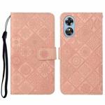 For OPPO A17 Ethnic Style Embossed Pattern Leather Phone Case(Pink)